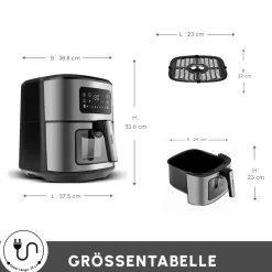 Karaca Multifry XXL 7 Liter Airfryer mit digitalem Glasfenster Inox Sale