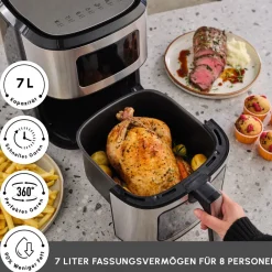 Karaca Multifry XXL 7 Liter Airfryer mit digitalem Glasfenster Inox Sale