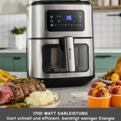 Karaca Multifry XXL 7 Liter Airfryer mit digitalem Glasfenster Inox Sale