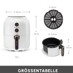 Karaca Multifry Weiß Heißluftfritteuse Ölfreie Fritteuse, 3.5L, 1300W Weıß Hot