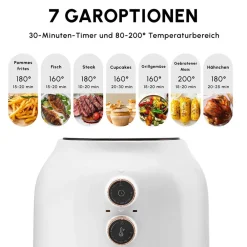 Karaca Multifry Weiß Heißluftfritteuse Ölfreie Fritteuse, 3.5L, 1300W Weıß Hot