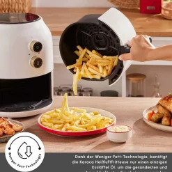 Karaca Multifry Weiß Heißluftfritteuse Ölfreie Fritteuse, 3.5L, 1300W Weıß Hot