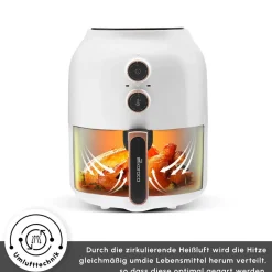 Karaca Multifry Weiß Heißluftfritteuse Ölfreie Fritteuse, 3.5L, 1300W Weıß Hot