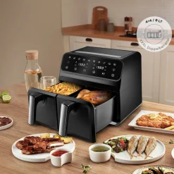 Karaca Multifry XXXL 4+4 Liter digitaler Airfryer mit zwei Kammern Inox New