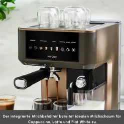Karaca MyCaffe Barista S10 Automatische Siebträger Maschine mit integriertem Milchbehälter – Walnut Brown Discount