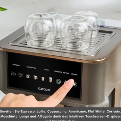 Karaca MyCaffe Barista S10 Automatische Siebträger Maschine mit integriertem Milchbehälter – Walnut Brown Discount