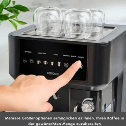 Karaca MyCaffe Barista S10 Automatische Espresso-, Latte- und Cappuccino-Maschine mit integriertem Milchbehälter – Matte Black New