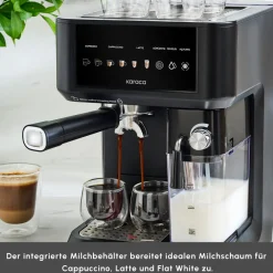 Karaca MyCaffe Barista S10 Automatische Espresso-, Latte- und Cappuccino-Maschine mit integriertem Milchbehälter – Matte Black New