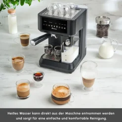 Karaca MyCaffe Barista S10 Automatische Espresso-, Latte- und Cappuccino-Maschine mit integriertem Milchbehälter – Matte Black New