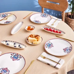Karaca Nakkaş Frühstücksset und Servierschalen für 6 Personen, 14 Teilig Multıfarben Hot