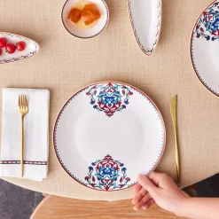 Karaca Nakkaş Frühstücksset und Servierschalen für 6 Personen, 14 Teilig Multıfarben Hot