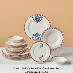 Karaca Nakkaş Porzellan-Geschirrset für 6 Personen, 24 teilig Multıfarben Best