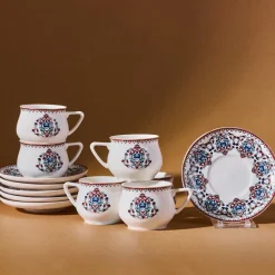 Karaca Nakkaş 12-teiliges Espressotassen-Set für 6 Personen Rot02