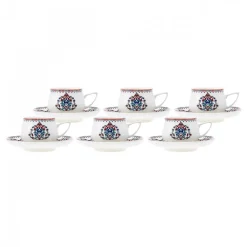 Karaca Nakkaş 12-teiliges Espressotassen-Set für 6 Personen Rot02