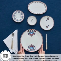Karaca Nakkaş 26-teiliges 6-Personen Frühstücksset Multıcolor Hot