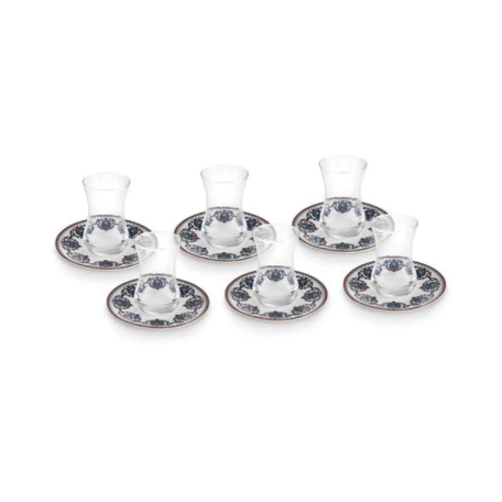 Karaca Nakkas 12-teiliges Türkisches Teeset aus Bone China für 6 Personen, 130 ml, Rot Online