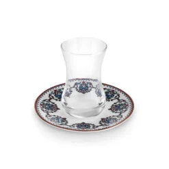 Karaca Nakkas 12-teiliges Türkisches Teeset aus Bone China für 6 Personen, 130 ml, Rot Online