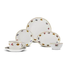 Karaca Natty 6 Personen Frühstücksset und Servierschalen, 26 Teilig, New Generation Bone Multıfarben Best