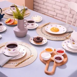 Karaca Natty 6 Personen Frühstücksset und Servierschalen, 26 Teilig, New Generation Bone Multıfarben Best