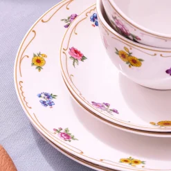 Karaca Natty 6 Personen Frühstücksset und Servierschalen, 26 Teilig, New Generation Bone Multıfarben Best