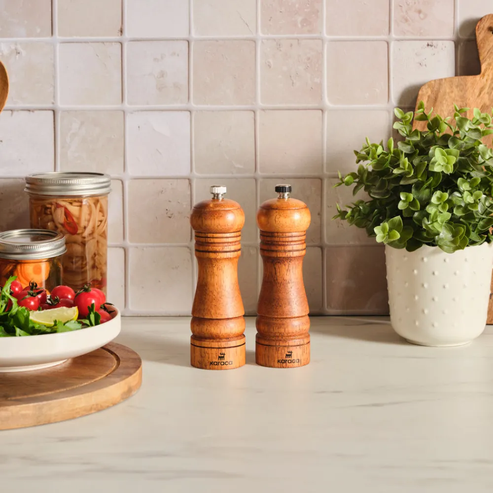 Karaca Naturegrind 2-teiliges Holz Gewürzmühle Set Best