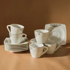 Karaca Nazende 12 teiliges Mochatassen-Espressotassen aus Porzellan für 6 Personen Weıß01 Discount