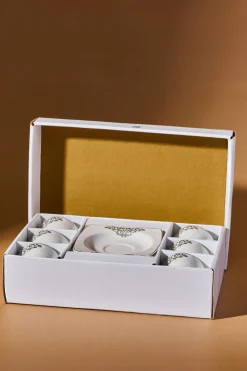 Karaca Nazende 12 teiliges Mochatassen-Espressotassen aus Porzellan für 6 Personen Weıß01 Discount
