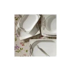 Karaca Nazende Cream 60-teiliges Tafelservice für 12 Personen Eckig Gold Discount
