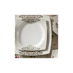 Karaca Nazende Cream 60-teiliges Tafelservice für 12 Personen Eckig Gold Discount