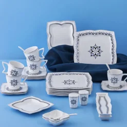 Karaca New Blau 32 Teil 6 Person Porzellan Frühstück/Service Set Multıfarben Outlet
