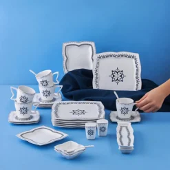 Karaca New Blau 32 Teil 6 Person Porzellan Frühstück/Service Set Multıfarben Outlet