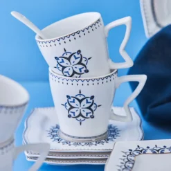 Karaca New Blau 32 Teil 6 Person Porzellan Frühstück/Service Set Multıfarben Outlet
