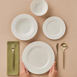 Karaca New Dome Tafelservice für 6 Personen, 24-teilig, Weiß Weıß Discount