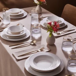 Karaca New Dome Tafelservice für 6 Personen, 24-teilig, Weiß Weıß Discount
