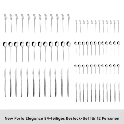 Karaca New Porto 12-Personen 84-Teiliges Besteckset Sılber