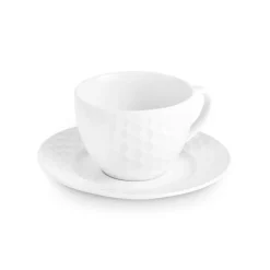 Karaca Nora Embossed Teetassen-Set für 6 Personen, 220 ml Weıß01 Sale