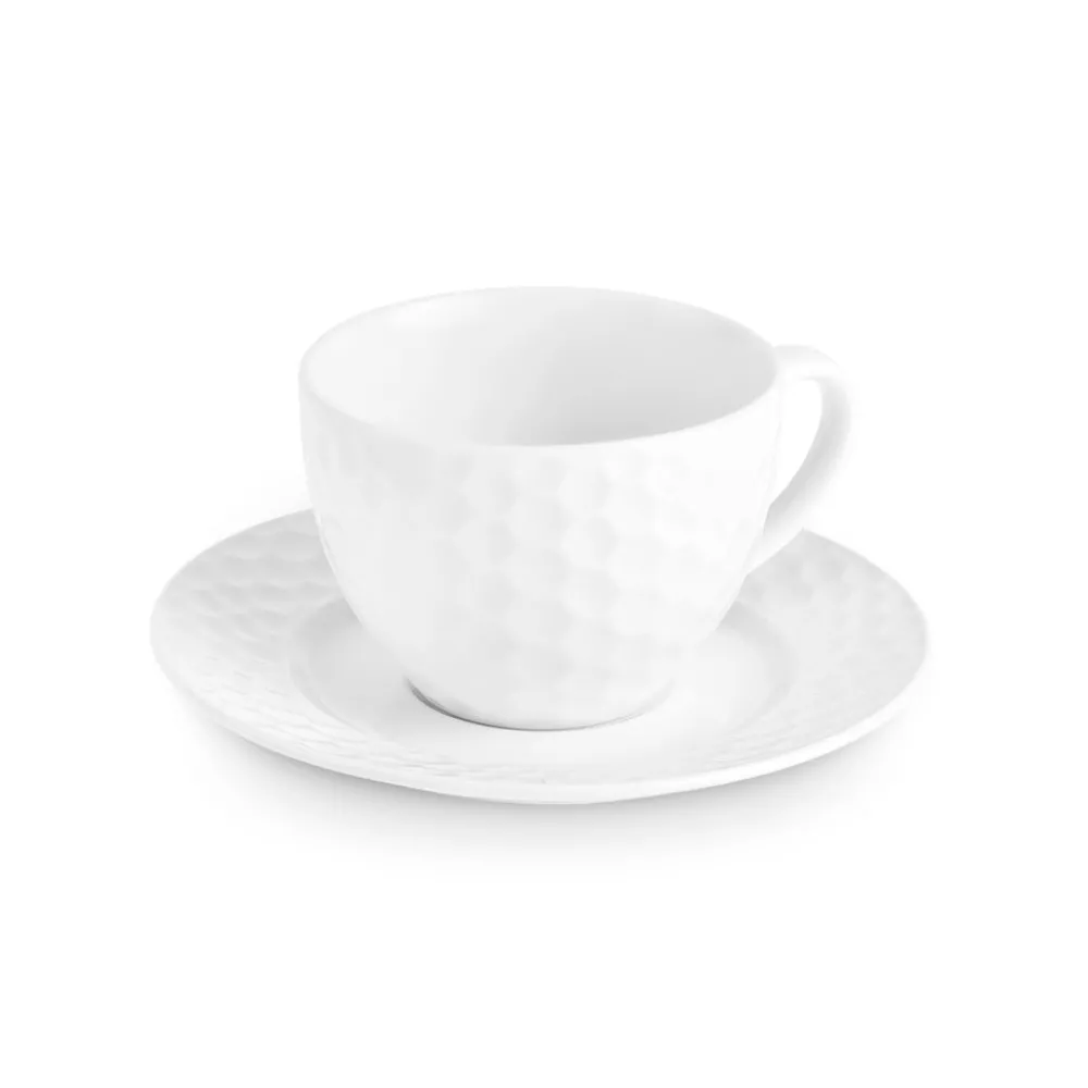 Karaca Nora Embossed Teetassen-Set für 6 Personen, 220 ml Weıß01 Sale