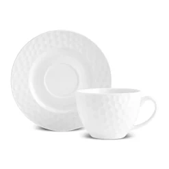 Karaca Nora Embossed Teetassen-Set für 6 Personen, 220 ml Weıß01 Sale