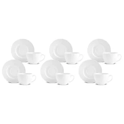 Karaca Nora Embossed Teetassen-Set für 6 Personen, 220 ml Weıß01 Sale