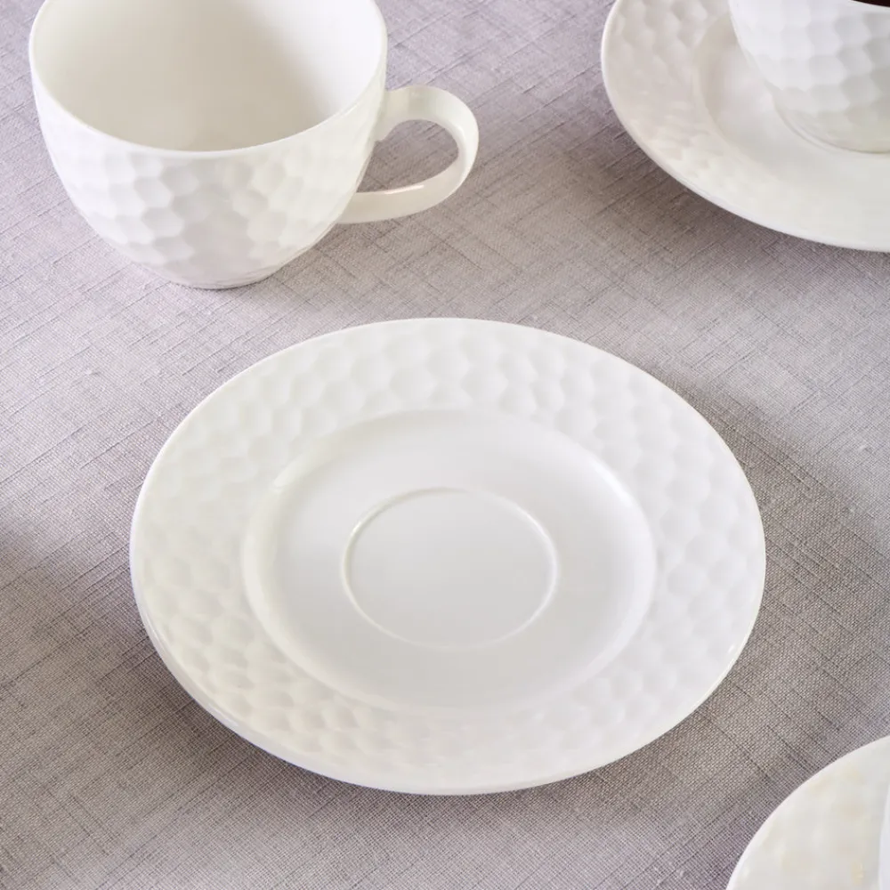 Karaca Nora Embossed Teetassen-Set für 6 Personen, 220 ml Weıß01 Sale