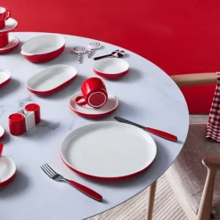 Karaca Nordic für 6 Personen Frühstücksset und Servierschalen, 27 Teilig, Rot Rot02 Sale