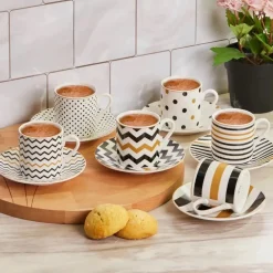 Karaca Nossa 12 Teiliges für 6 Personen Mochatassen-Espressotassen Set Multıfarben Clearance
