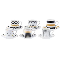 Karaca Nossa 12 Teiliges für 6 Personen Mochatassen-Espressotassen Set Multıfarben Clearance