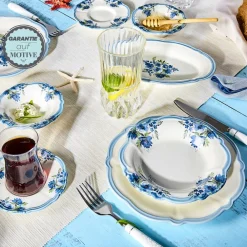 Karaca Nostalgia für 6 Personen Frühstücksset und Servierschalen, 26 Teilig Blau01 Outlet
