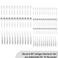 Karaca Novara Elegance Besteckset für 12 Personen, 84 Teilig Sılber03