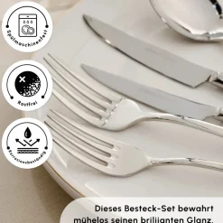 Karaca Novara Elegance Besteckset für 12 Personen, 84 Teilig Sılber03