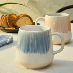 Karaca Okeanos 2-teiliges Steinzeug-Becher-Set, 400ml, Mehrfarbig Multıfarben Sale