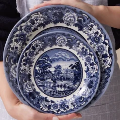 Karaca Old Town 24-teiliges Geschirrset für 6 Personen Blau01 Clearance