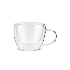Karaca Olivia 6-teiliges doppelwandiges Espresso- und türkisches Kaffeetassen-Set für 6 Personen, 80 ml, Klar Clearance