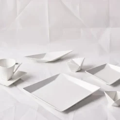 Karaca Origami für 6 Personen Quadrat Frühstücksset und Servierschalen, 26 Teilig, Porzellan Weıß01 Best